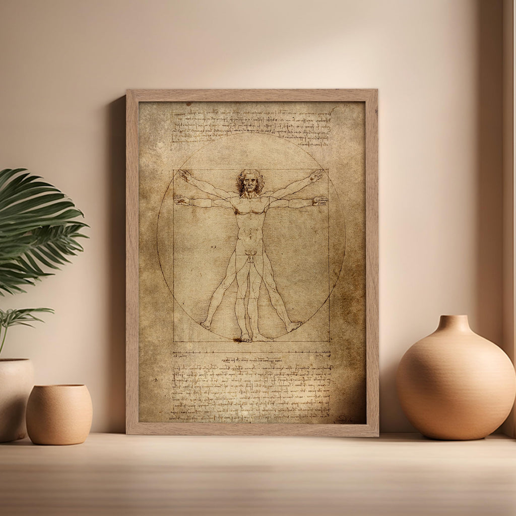Master Classic Leonardo Da Vinci Poster - Vintage Renaissance Print - Gift for Artist, Friend - Vitruvian Man