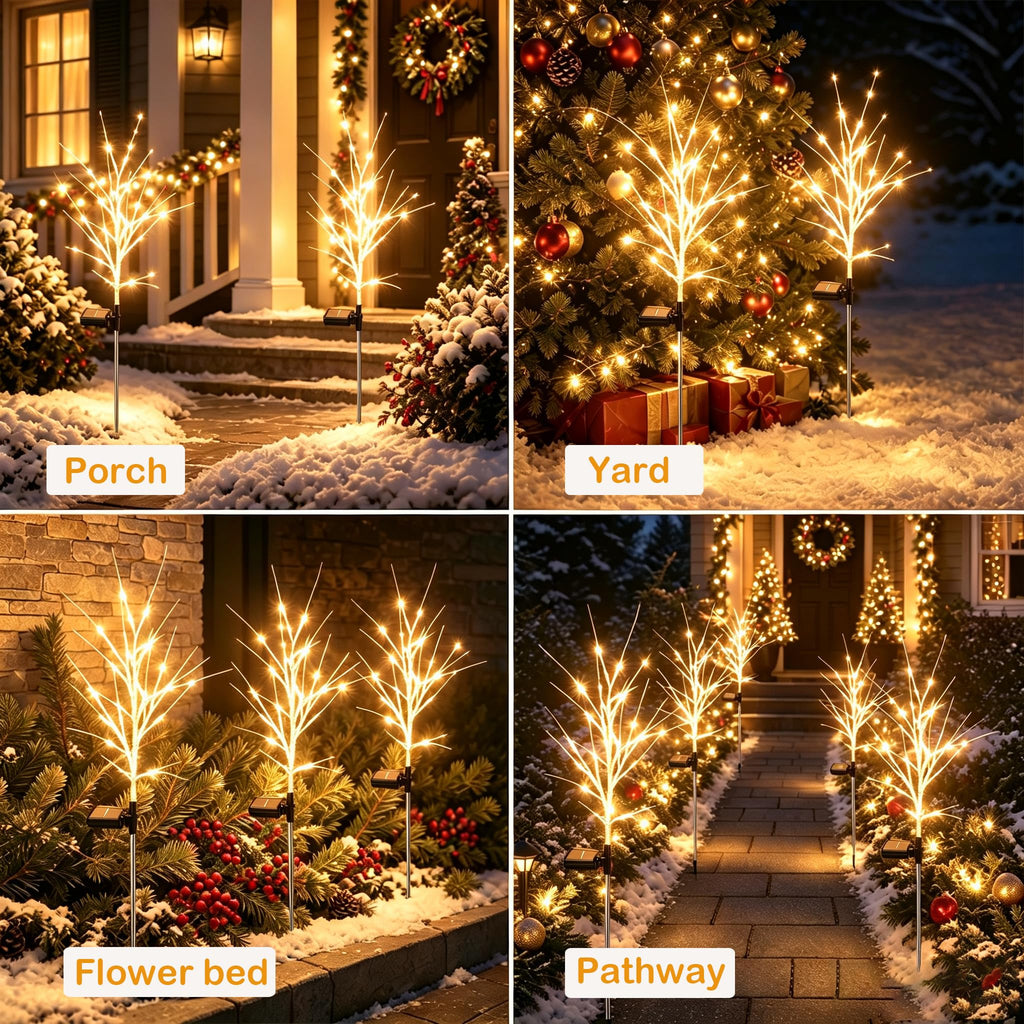 Christmas Decorations Outdoor Solar Christmas Tree Lights with 96 LED, Warm