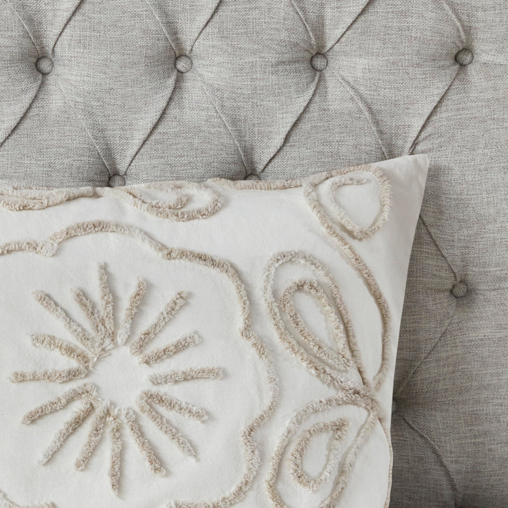 Violette Lightweight 100% Cotton Quilt Set, Breathable Chenille Tufted, Shabby Chic Boho Medallion Design, Sham