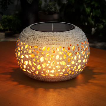 Solar Lanterns Outdoor Waterproof Table Lights: Upgraded Solar Flame Lantern, 2 Lighting Modes White Lantern