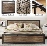 King Bed Frame with Headboard and Footboard, Metal Strong Supports, Easy Assembly, Noise-Free, No Box Spring Needed