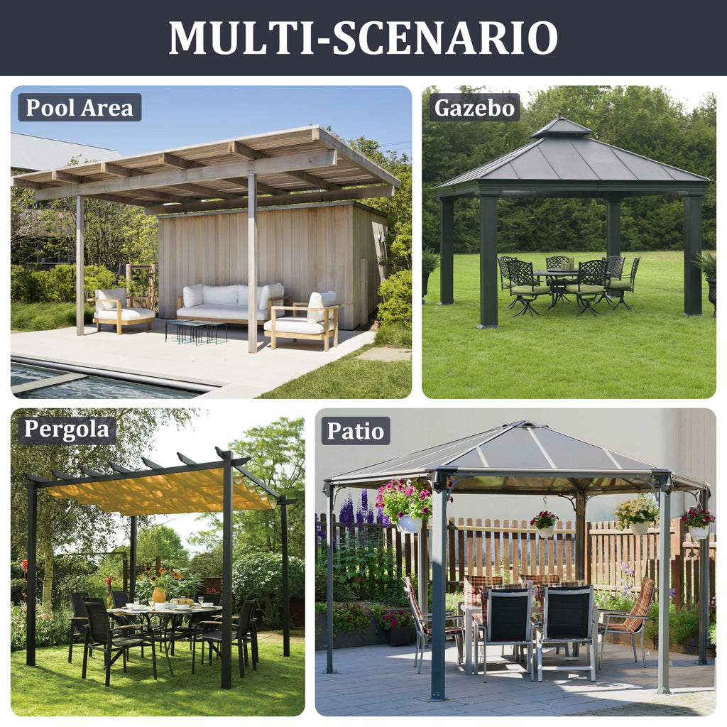 Outdoor Gazebo Curtain Replacement Universal 4-Panel Sidewalls 10' X 13', Outdoor Patio Waterproof Privacy Curtain