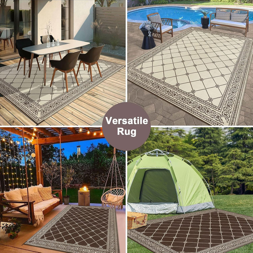 Outdoor Rugs s Clearance Brown Camping Rug for RV Outside, Reversible Waterproof Plastic Straw Rug Large Outdoor