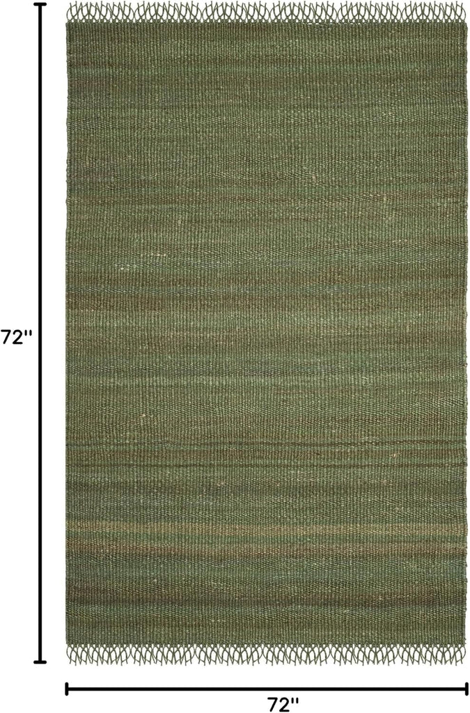 Natural Fiber Jute Square Rug 6', Coastal Green NF368G