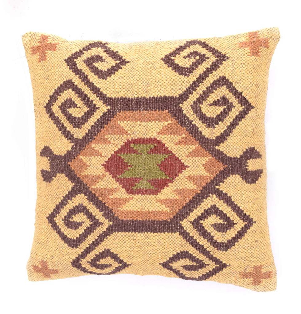 4 PCS Set of Hand Woven Jute Kilim Cushion Cover Indian Vintage Pillows 18X18 Rug Boho Shams (Pattern 2)