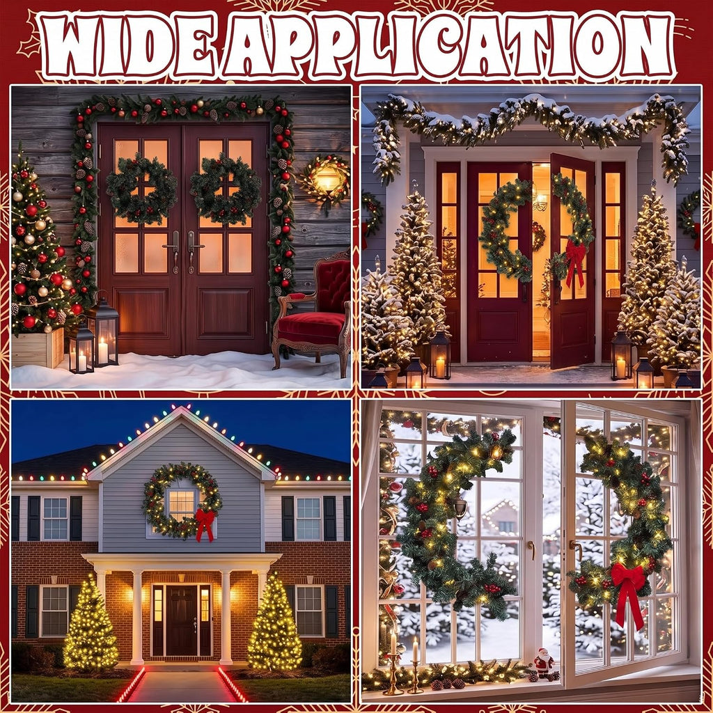 35 Inch Double Door Cordless Wreath, Pre-lit