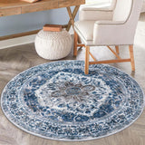 Round Rug 6 Ft Rugs for Entryway Washable Circle Rug Non Slip Round Living Room Rugs Printed Faux Wo
