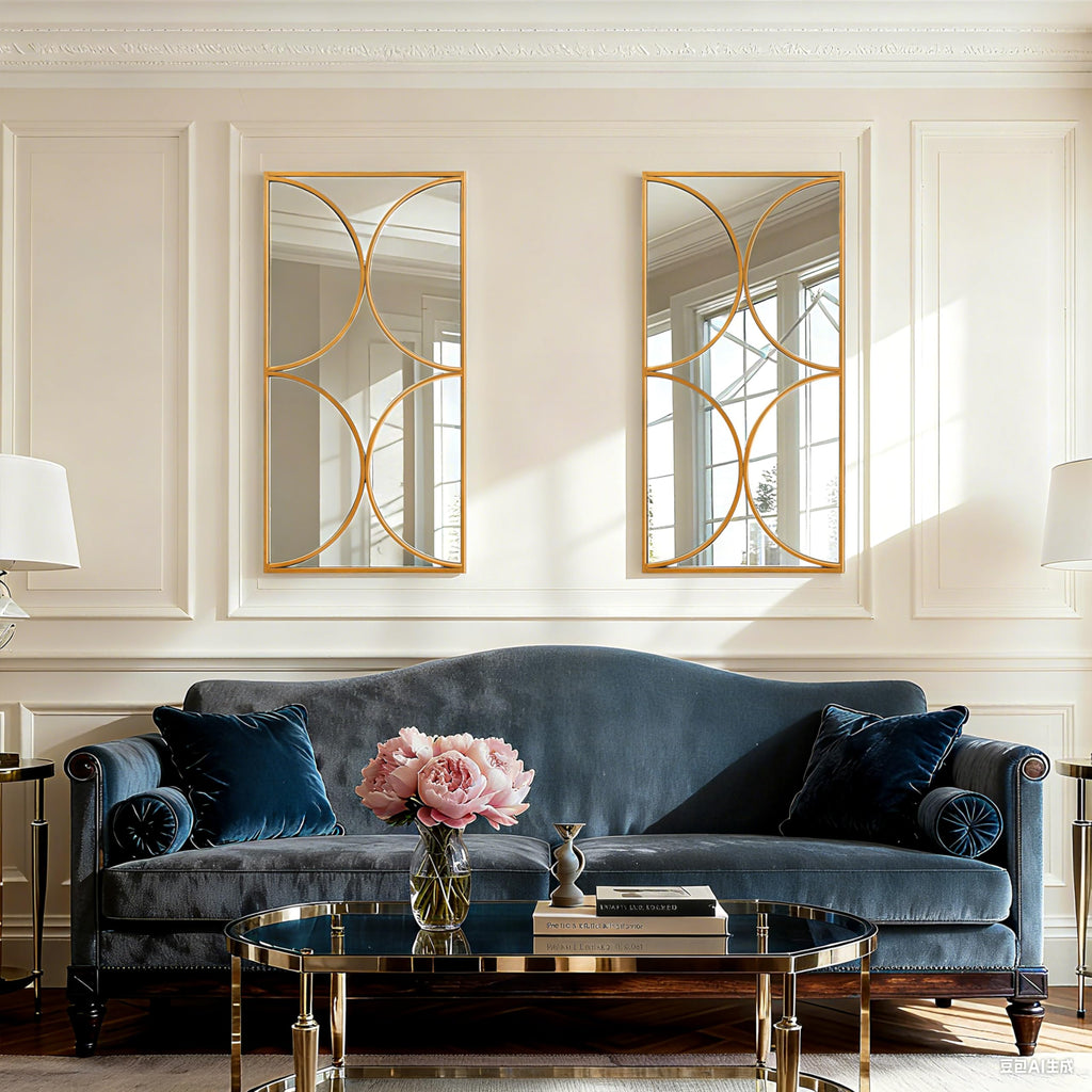 Large Wall Mirror, 47 x 24 Accent Mirrors Gold Metal Frame