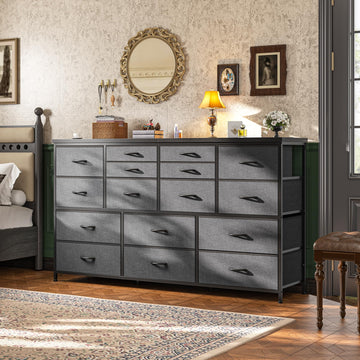 16 Drawer with Charging Station, Rustic Grey