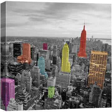 Canvas Print Wall Pop of Color Aerial NYC Skyline Architecture & Maps Cities Photography Realism Chic Scenic