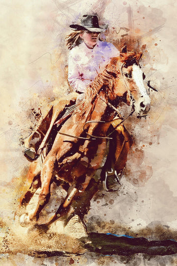 The Barrel Racer Fabric Panel - Panel Size is 16" X 24", Quality Quilting Cotton