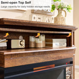 OKD 52" Electric Fireplace with Mantel, Freestanding Fireplace Heater TV Stand with 36" 3-Side Glass Insert for TVs Up
