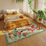 Area Rugs 9x12 Living Room Clearance Washable Boho Rug Non Slip Floral Vintage Low Pile Large Rug fo