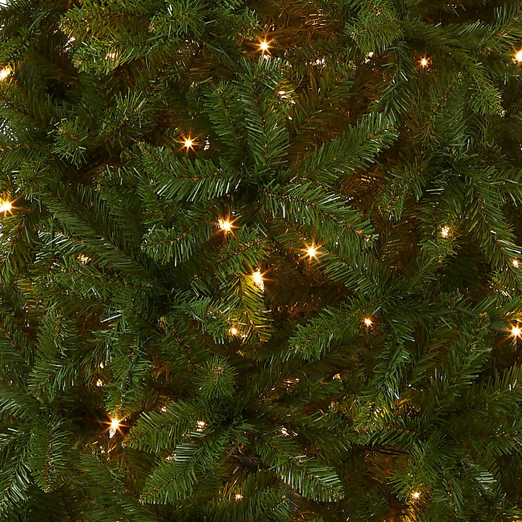 Tree Company 7.5ft Pre-Lit Kingswood Fir Slim Christmas Tree | 350 Clear Lights, 1,075 Tips, Includes Stand