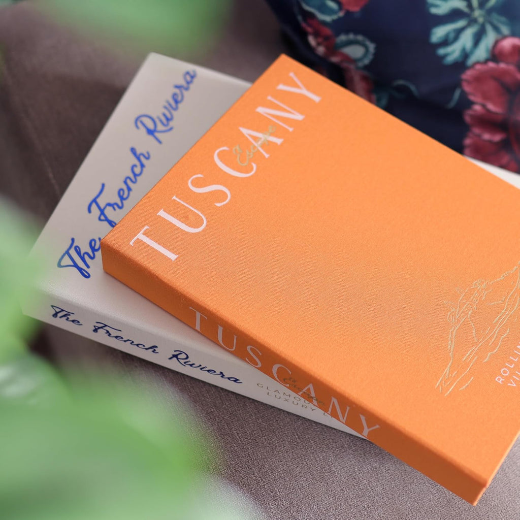 Decorative Books Decor - Orange & White Linen Faux Books Decoration: Aesthetic Fake Book for Shelf, Living Room