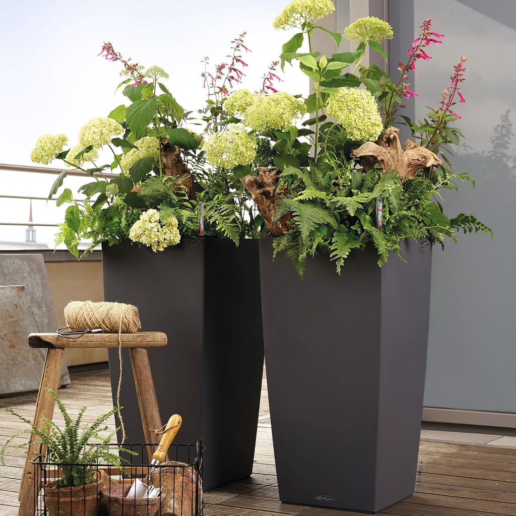Color 40 Slate, Self-Watering Tall Planter, H29.5 L15.7 W15.7 in
