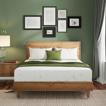 10 Inch Memory Foam Mattress Medium Plush, Queen Mattress, Green | Cooling Green Tea Gel Memory Foam for Pressure