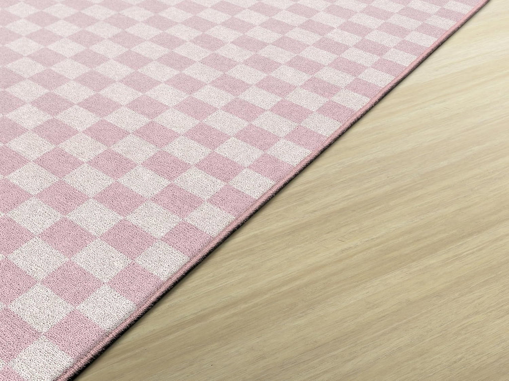 Carpets Pink Checkerboard Educational Area Rug for Kids Room Seating Décor, Children's Classroom, Play Carpet for