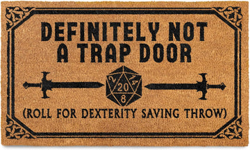 Definitely Not a Trap Door Doormat Outdoor 30x17 Inch Nerd Welcome Mat Coir | Funny Entryway Decor, Fantasy Fan Gift