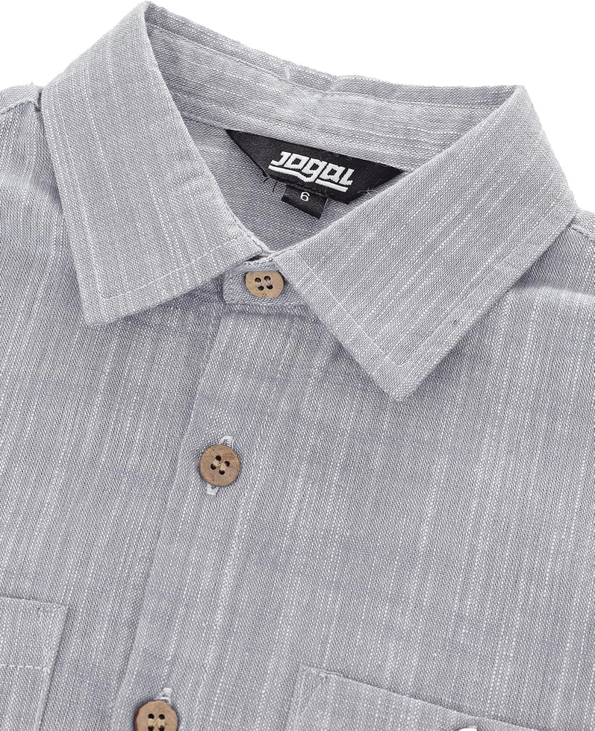 Boys Chambray Shirts Short Sleeve Button Down Shirt for Kids