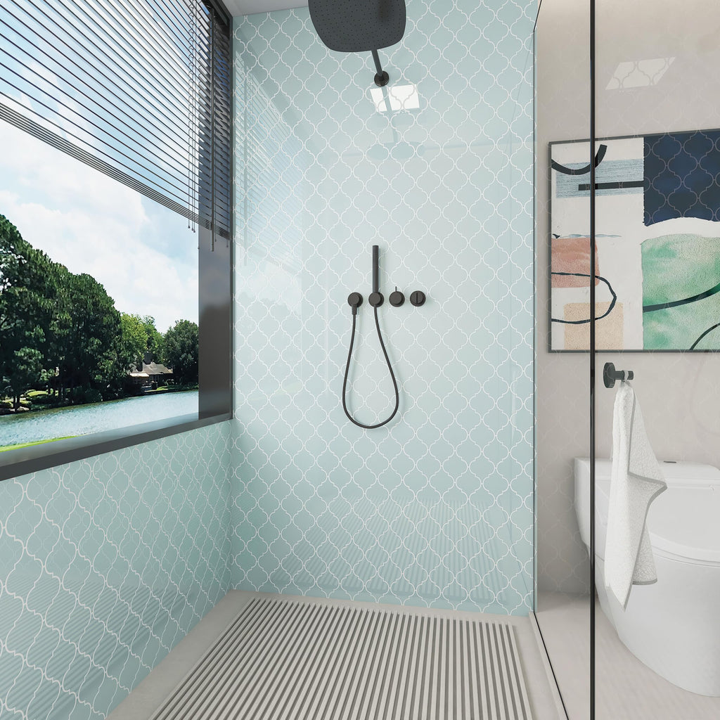 Glass Arabesque Tile (11 Sheets (Case), Baby Blue)