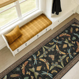 Dark Black Boho 2x10 Rug Runners for Hallways, Washable Non Slip Long Runner Rug for Kitchen, Entryw
