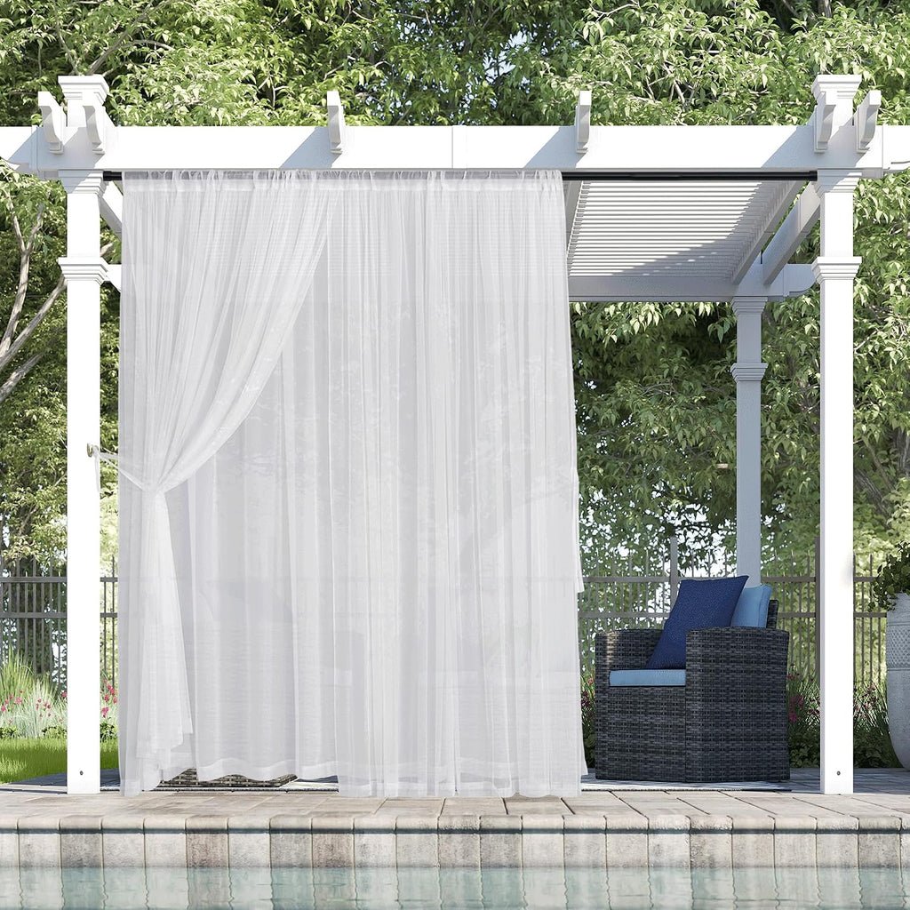 2 Layer Sheer Outdoor Curtains Waterproof Privacy