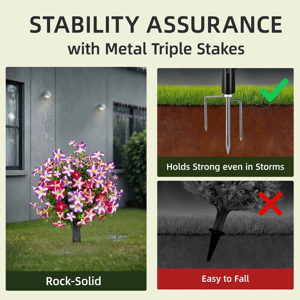 Artificial Flowers Topiary Ball Bush with Pink Purple Flower for Outdoor, 24.8" Fake Flower Tree Plant with Ground