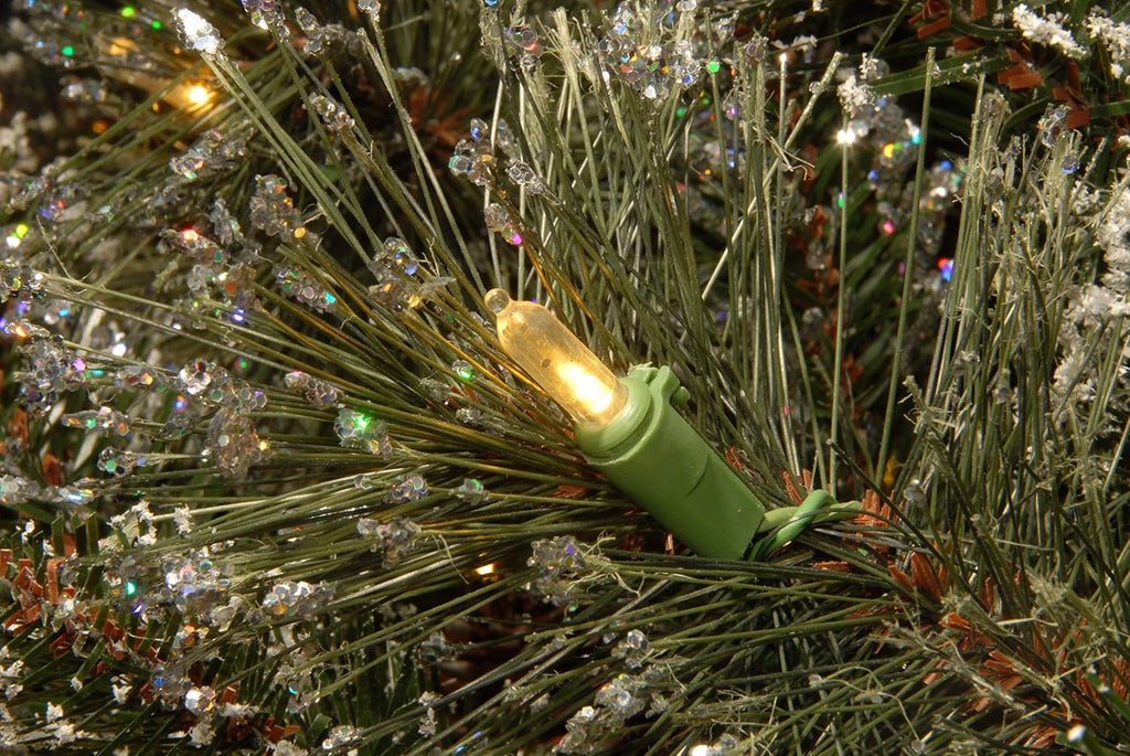 Tree Company 9ft Pre-Lit Glittery Bristle Pine Christmas Garland | 50 Clear Lights, 204 Tips, Artificial Christmas