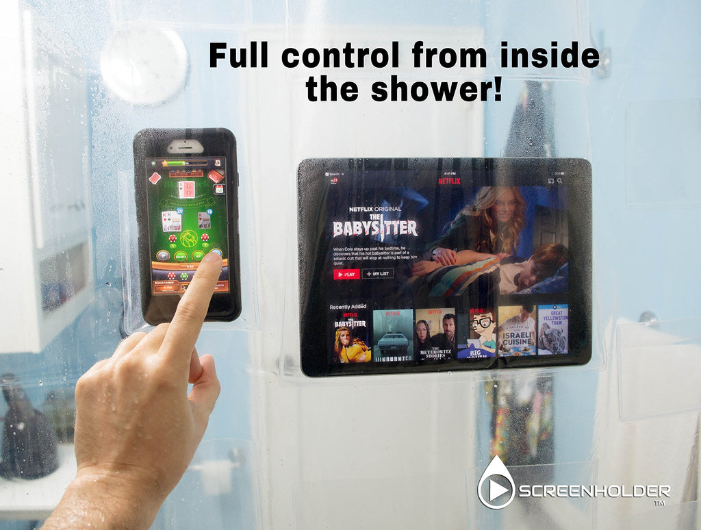 17 Pocket Shower Curtain Liner - Holds Your iPad, Phone, Tablet or Baby Monitor. Completely Waterproof. Thick EVA