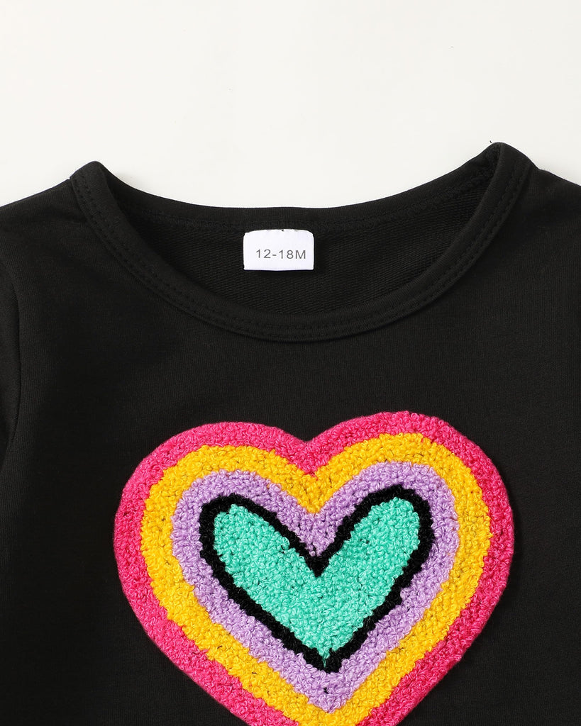 Toddler Girl Clothes Black Heart Sweatshirt Jeans Fall Outfits