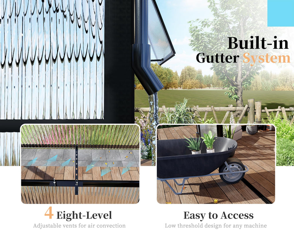 16x12x9.5 FT Pavilion Style Polycarbonate Greenhouse for Outdoors