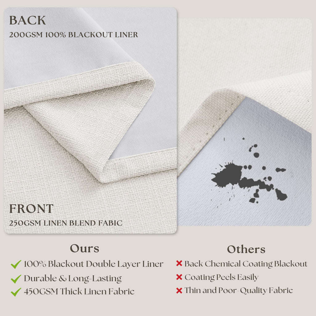 Ivory White Pleated Blackout Curtains 120 Inches Long 2 Panels