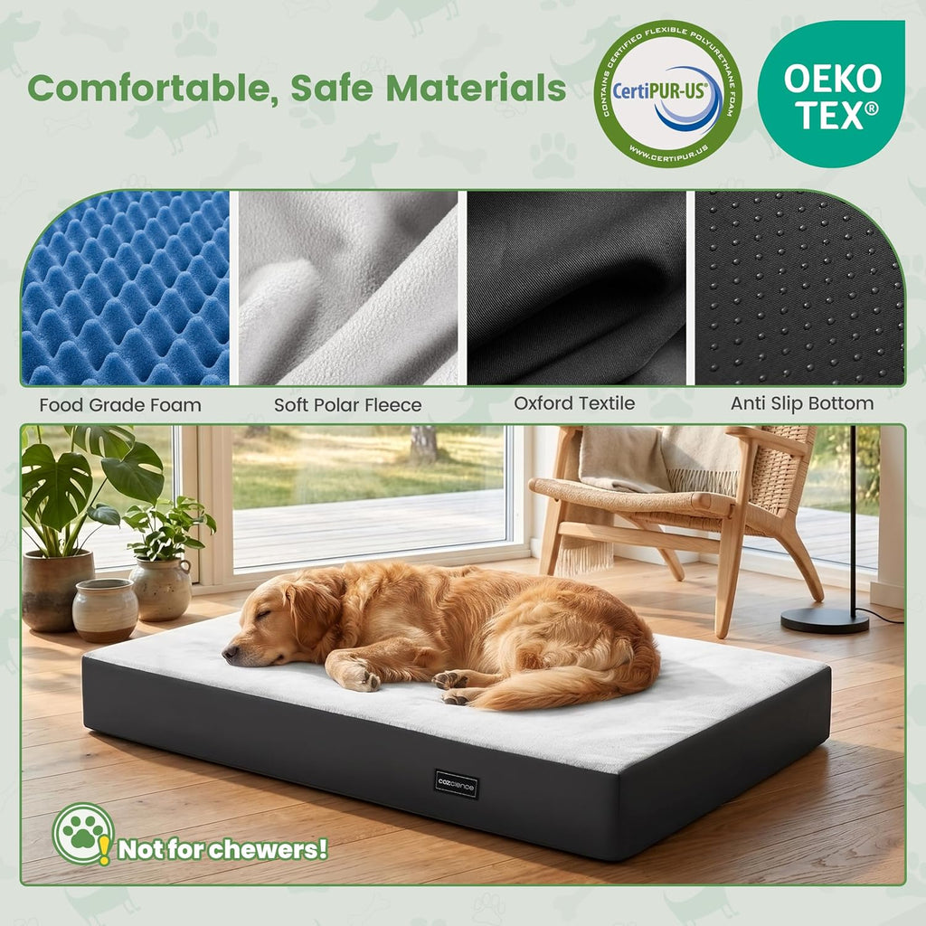 Orthopedic Dog Bed for Medium Large Dogs, 3.5" Thick, Supportive Memory Foam & High Density Egg Crate Foam Pet