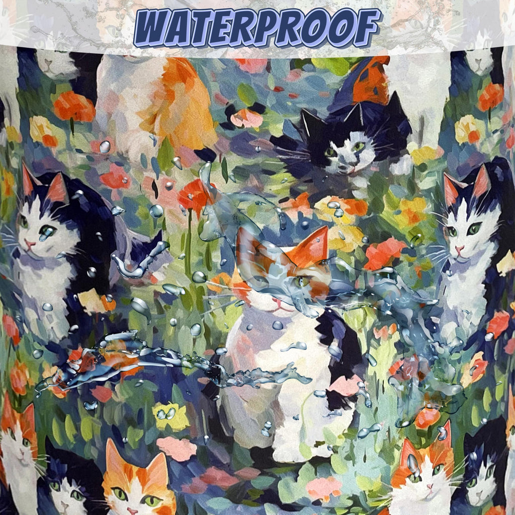 Watercolor Cats Laundry Hamper Oxford Cloth Basket 18.9"x16.5"