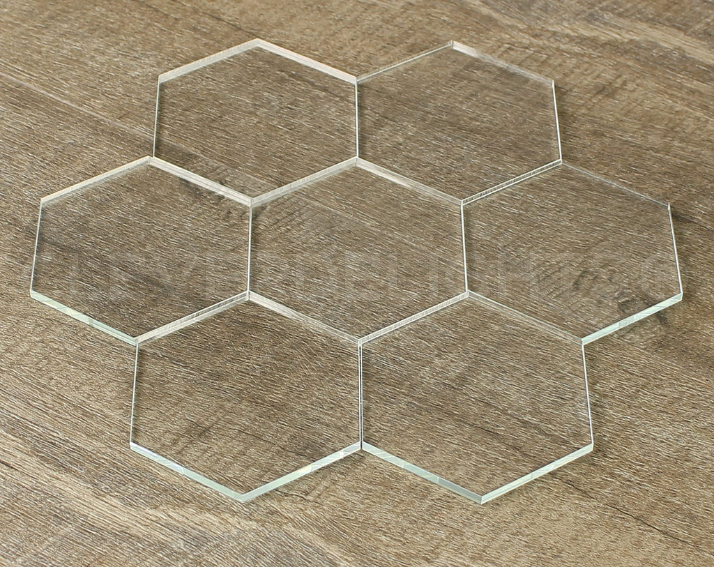 3" Hexagon Glass Tiles - 25 Pack - Clear