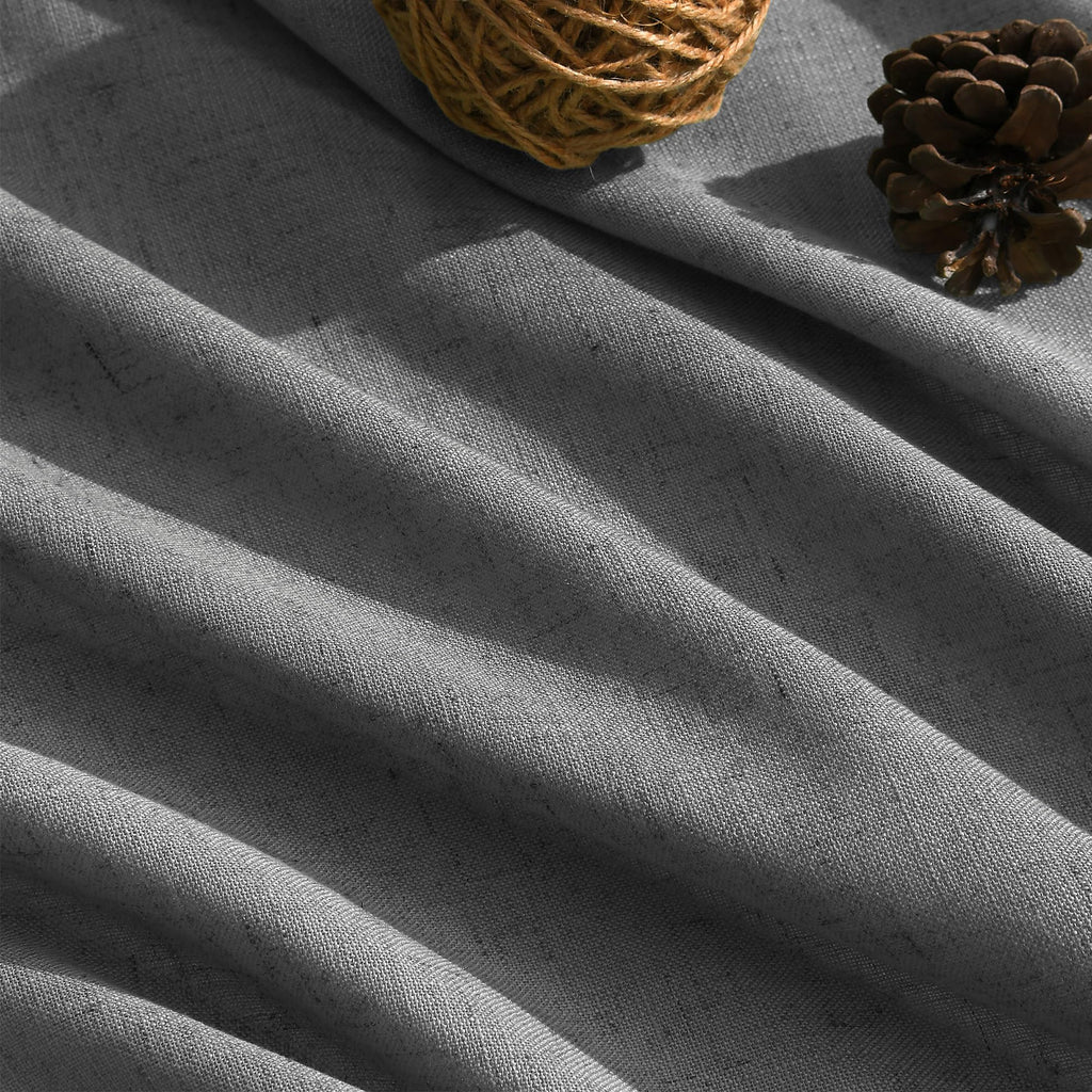 Blazer Grey Linen Curtains 90 Inch Long 2 Panels Set Living Room, Soft Linen Textured Window Drapes Semi Sheer Light