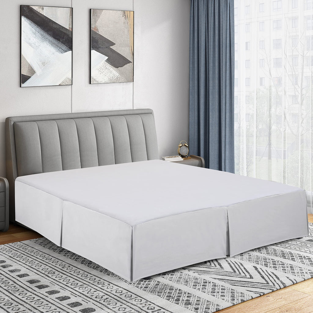 Queen Tailored Pleated Bed Skirt, 14" Drop, White