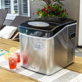 50 lb. Countertop Ice Maker | Portable Bullet Ice Machine | 12 Cubes in 7 Minutes, 3 Ice Sizes | Stainless Steel