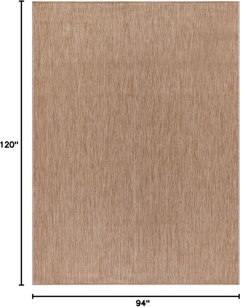 Indoor Outdoor Rug 8x10, Washable Outside Carpet , Deck, Porch, Solid Modern Area Rug, Water Resistant, Jute Beige