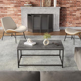 Small Coffee Table Modern Coffee Tables Open Design Rectangular Minimalist Center Table Home Office, Easy Assembly