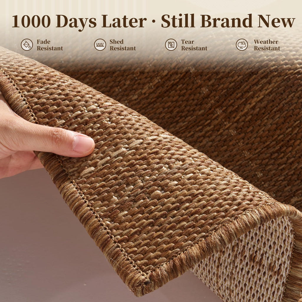 2x6 ft Indoor Outdoor Runner Rugs Porch Hallway Kitchen Door Entrance Long, Textured Weave Polypropylene, Durable for