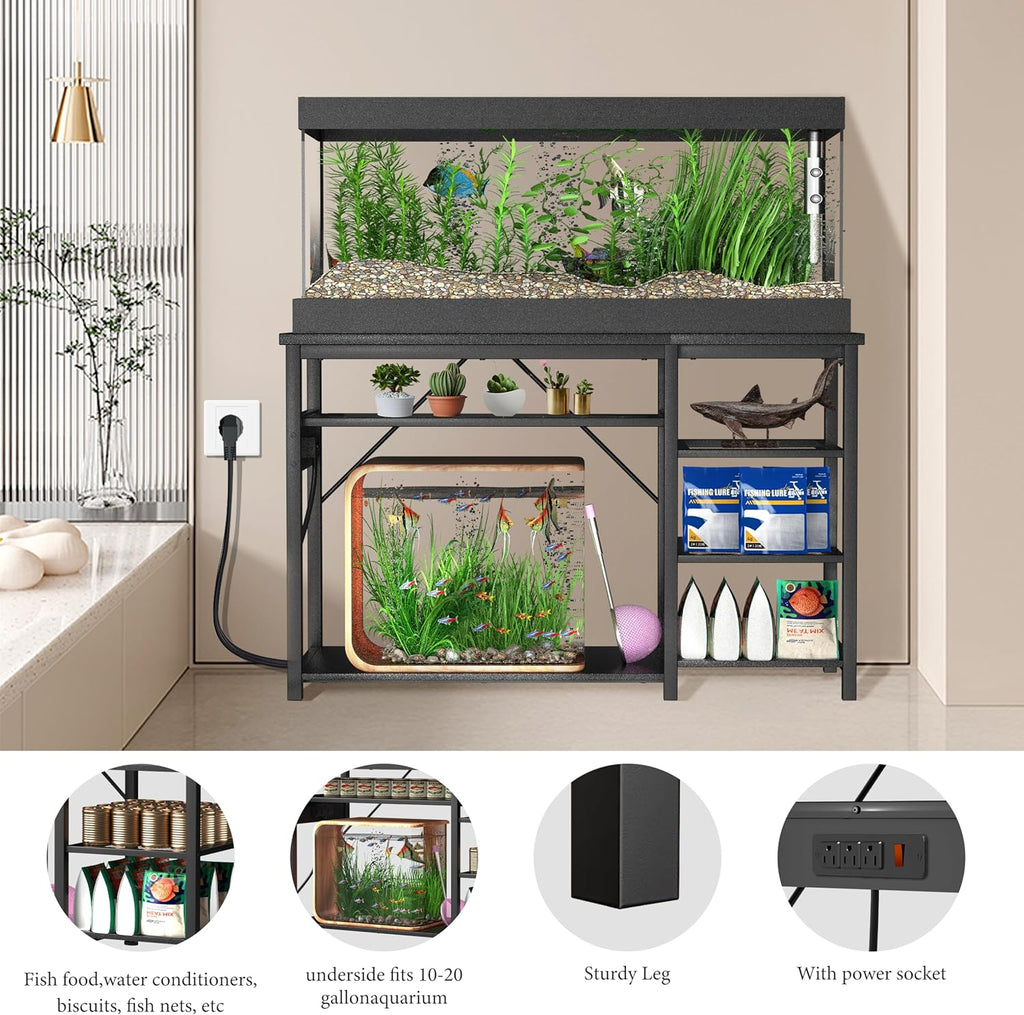 40-50 Gallon Fish Tank Stand With Power Outlets for Aquarium Stand