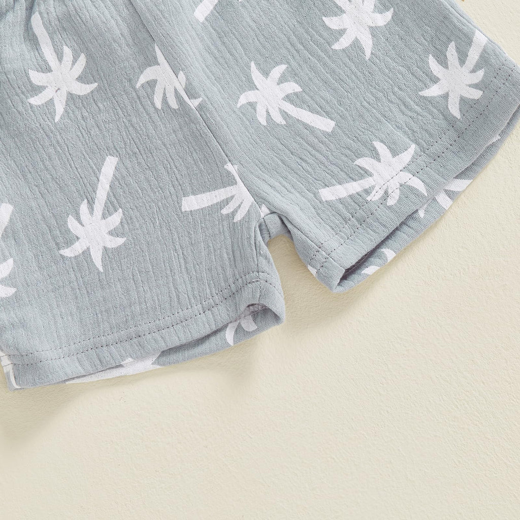 Boys Clothes Set Toddler Infant Boys Button-down Shirt Tops + Cotton Gauze Shorts Summer Outfit 2PCS