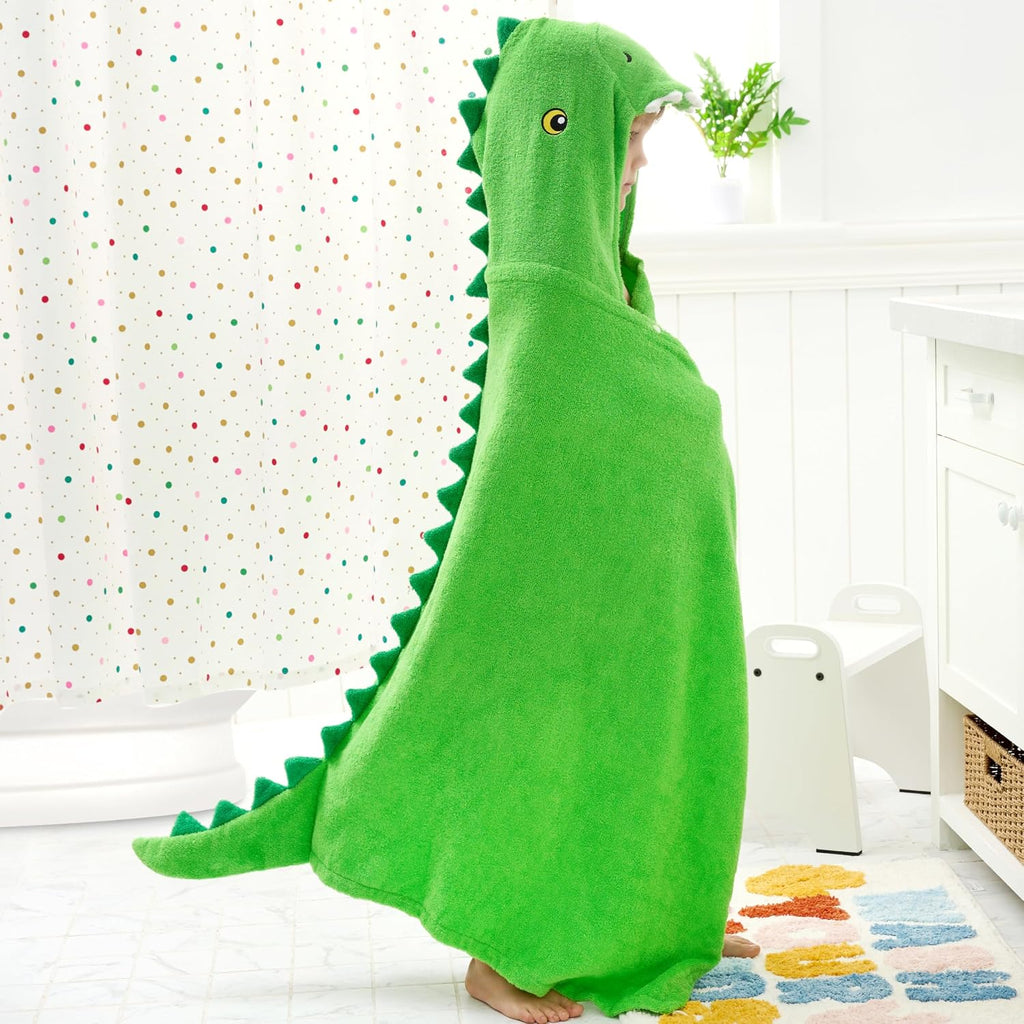 Dinosaur Hooded Towel for Kids Soft 100% Cotton Bath Beach Towel 30" x 50" for Kids 3-8 Years Toddler Pool Poncho