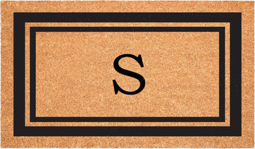 152962436S Black Border 24" x 36" Monogram Doormat, (Letter S)