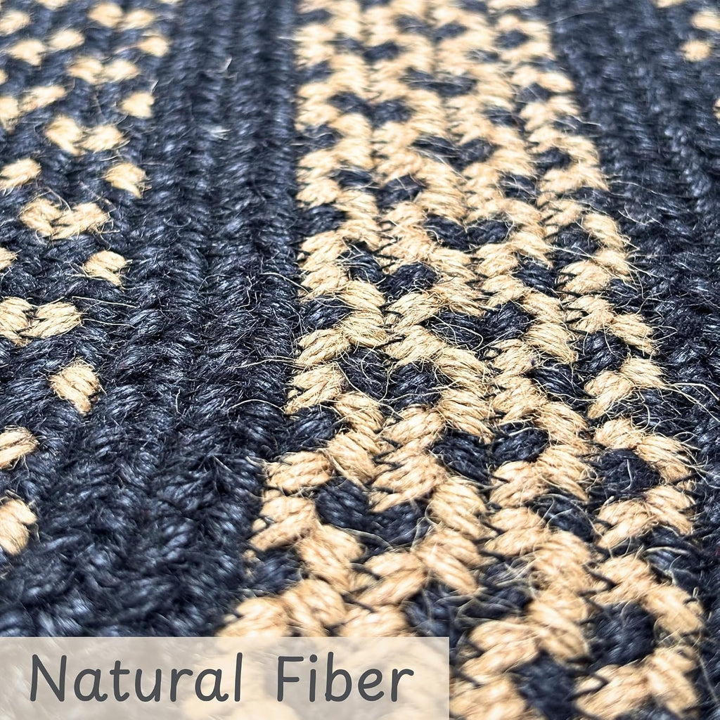Charleston Oval Braided Rugs 27x45 - Ideal as Black and Tan Kitchen Rugs for Primitive Decor
