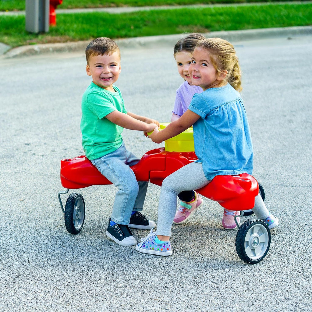 Boomerang Bike Ride-On Trike Toy for Ages 1.5-5, Accommodates Up to 3 Kids, Swivel Caster Wheels, 32" x 32" x 19.5"