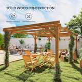 10' x 13' Outdoor Pergola, Wood Gazebo Grape Trellis with St - Image 3
