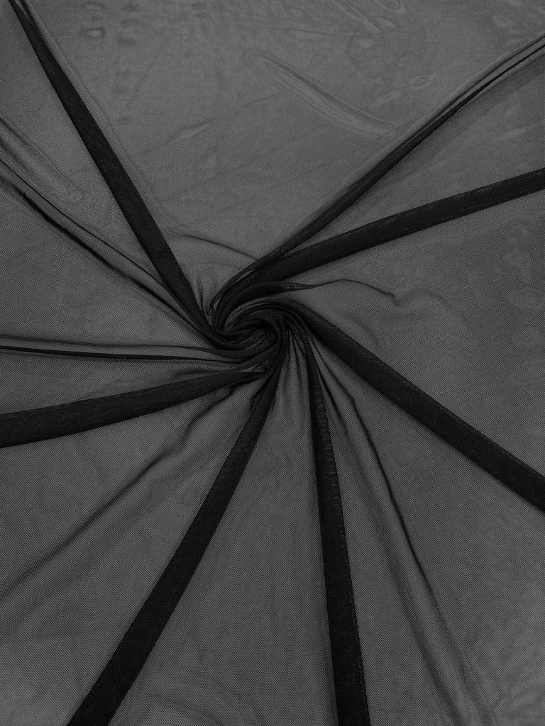 58/60" Wide Solid Stretch Power Mesh Fabric Spandex/Sheer See-Though/Sold by The Yard. (1 Yard, Black)